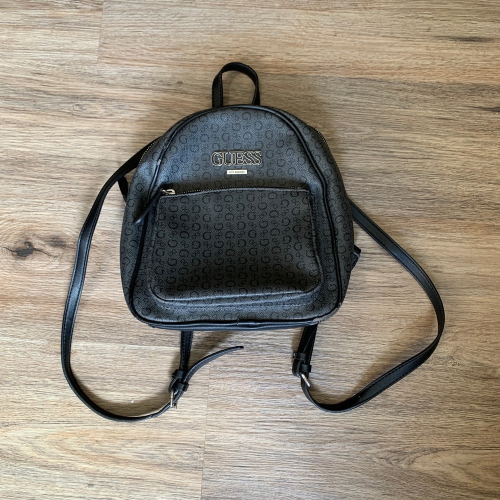 Guess Y2k Mini Backpack Monogram Logo Grey Black Small Bag